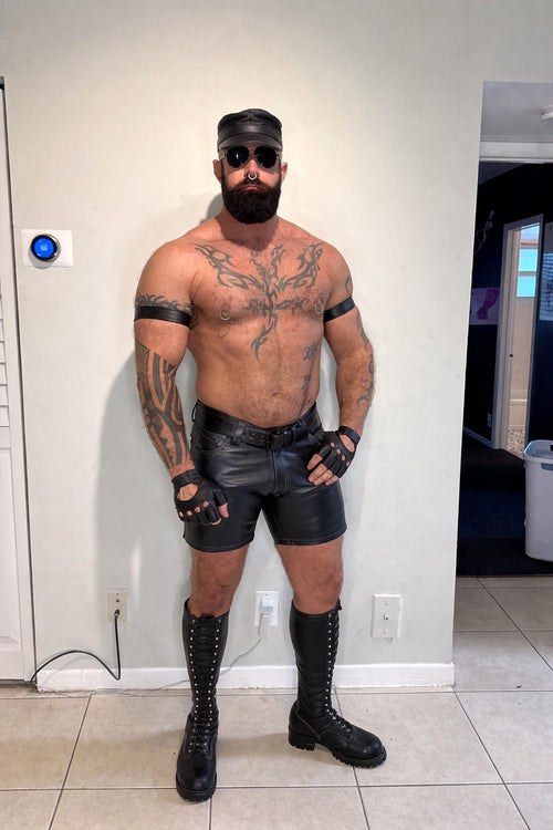 Perforated Leather Short - Rear Zip