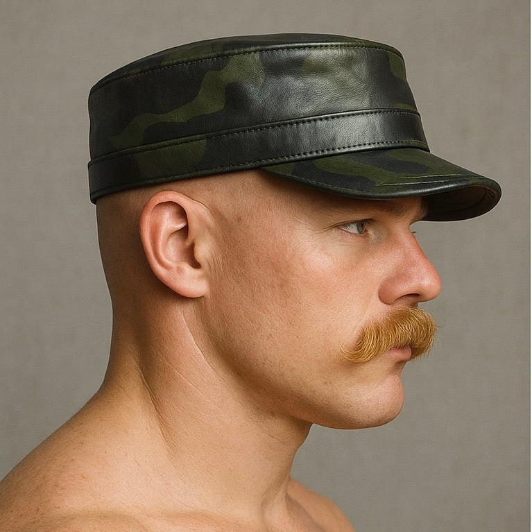 Camoflauge Leather Patrol Cap