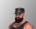 Black Leather Patrol Cap