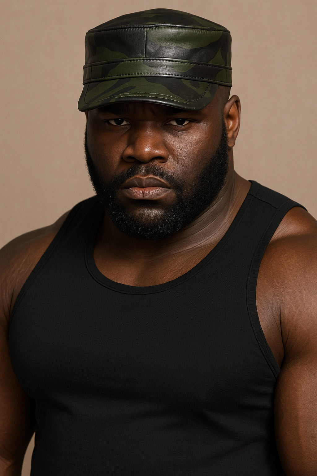 Camoflauge Leather Patrol Cap