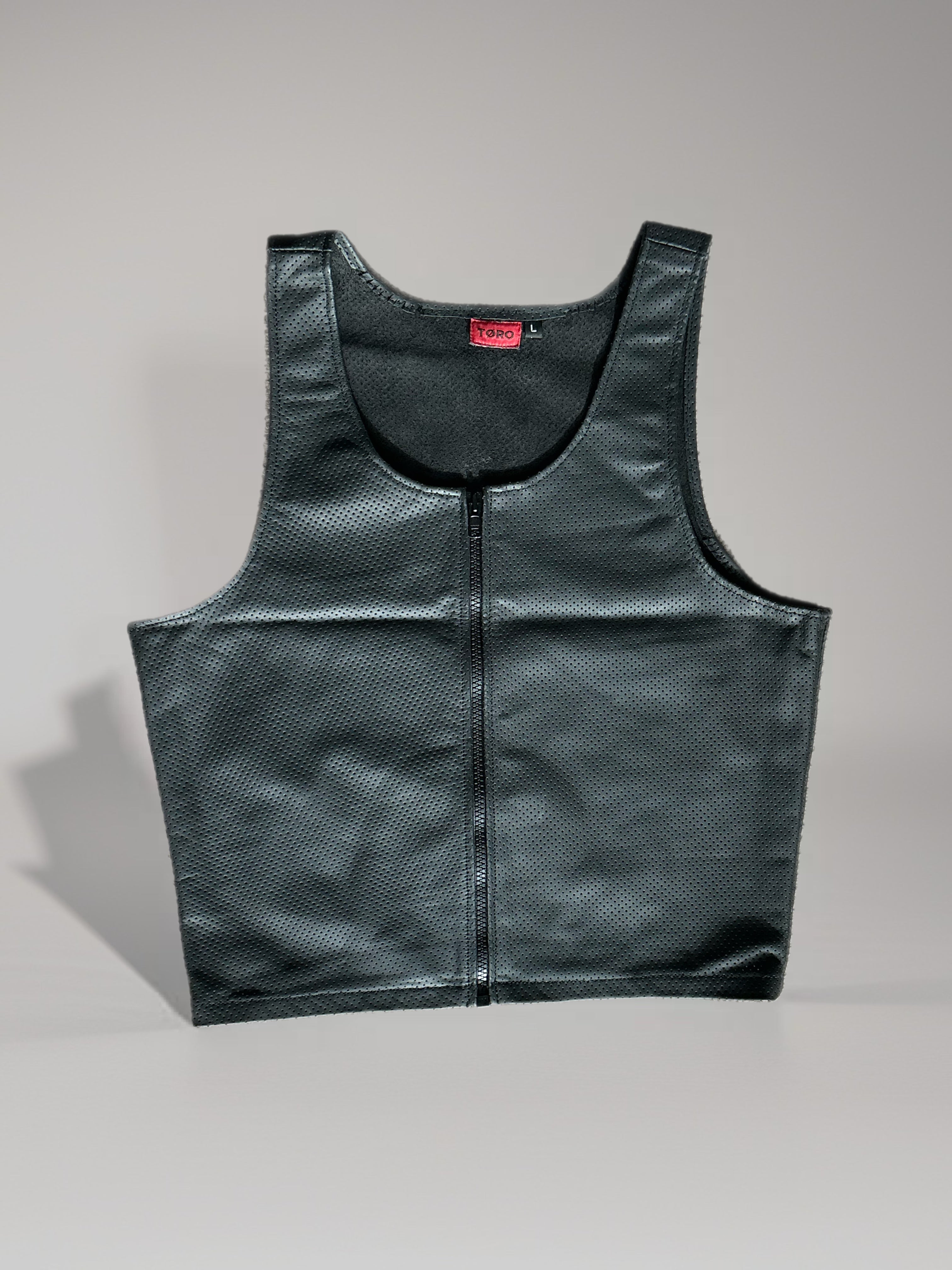 Perforated Leather Vest - Front Zip - DK