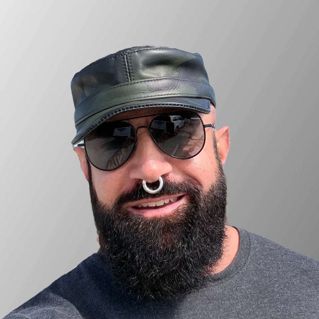 Camoflauge Leather Patrol Cap